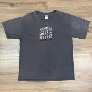 The Killers Large Band Tee Pixel Square Logo Gray Indie Punk Distressed Y2K Rare